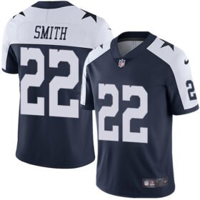 Nike Cowboys #22 Emmitt Smith Navy Blue Thanksgiving Stitched NFL Vapor Untouchable Limited Throwback Jersey - DLC49