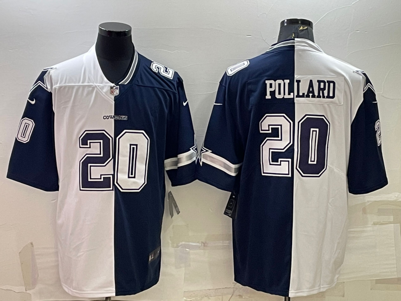 White Dallas Cowboys #20 Tony Pollard Navy Split Vapor Untouchable Limited Stitched Jersey - DLC02