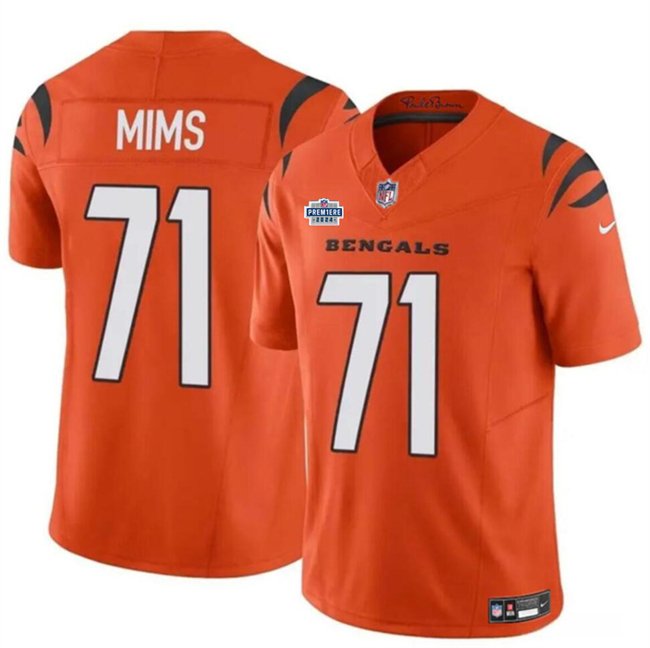 Orange Cincinnati Bengals #71 Amarius Mims 2024 With Dradt Patch F.U.S.E Vapor Untouchable Limited Stitched Jersey - CCB237