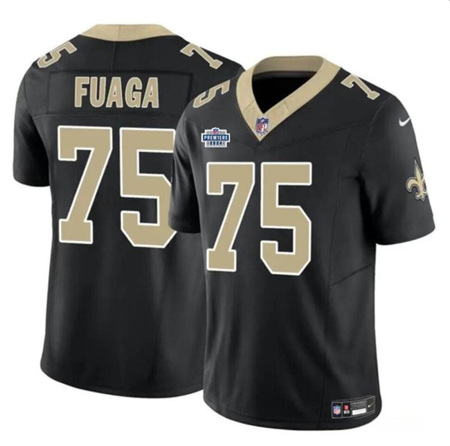 Black New Orleans Saints #75 Taliese Fuaga 2024 With Dradt Patch F.U.S.E Vapor Limited Stitched Football Jersey - NOS47