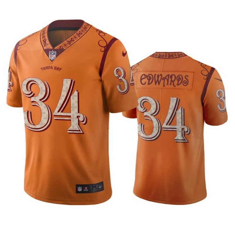 Tampa Bay Buccaneers #34 Mike Edwards Orange Vapor Limited City Edition Jersey - TBB01