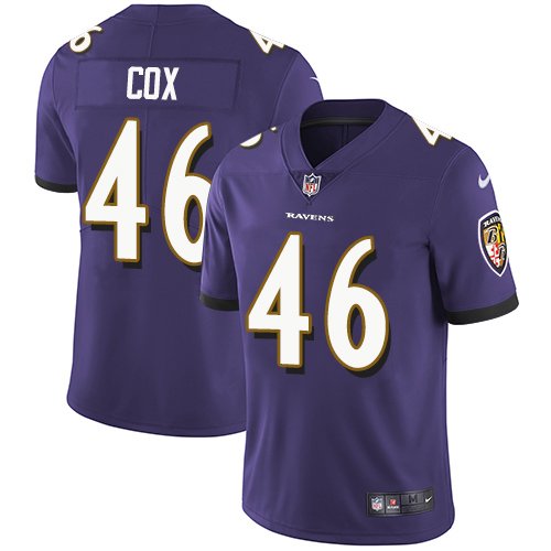 Nike Ravens #46 Morgan Cox Purple Team Color Stitched NFL Vapor Untouchable Limited Jersey - BRJ104