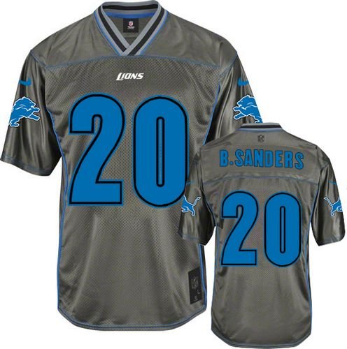 Nike Lions #20 Barry Sanders Grey Stitched NFL Elite Vapor Jersey - DTL36