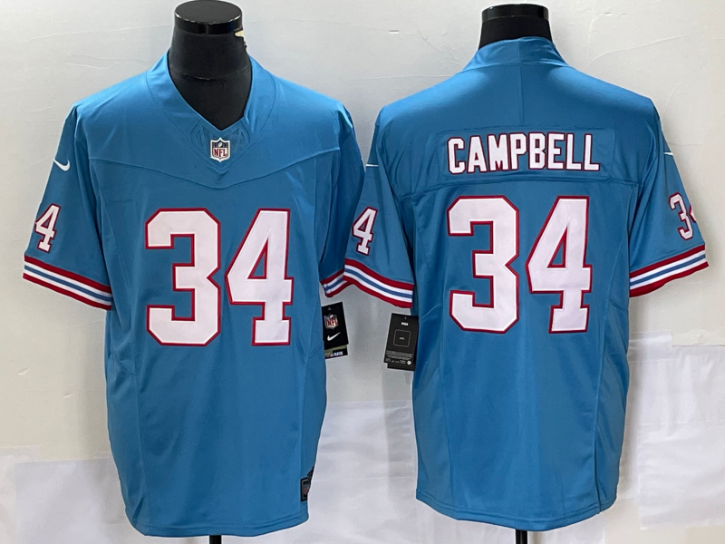 Light Blue Tennessee Titans #34 Earl Campbell 2023 F.U.S.E. Vapor Limited Throwback Stitched Football Jersey - TNT137
