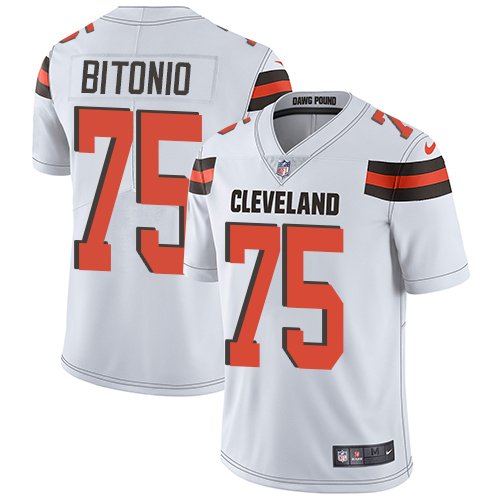 Nike Browns #75 Joel Bitonio White Stitched NFL Vapor Untouchable Limited Jersey - CLB91