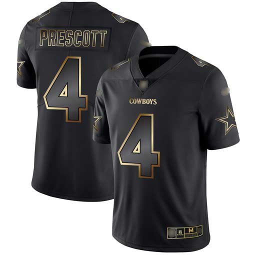 Nike Cowboys #4 Dak Prescott Black/Gold Stitched NFL Vapor Untouchable Limited Jersey - DLC142
