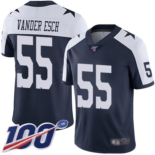 Nike Cowboys #55 Leighton Vander Esch Navy Blue Thanksgiving Stitched NFL 100th Season Vapor Throwback Limited Jersey - DLC221