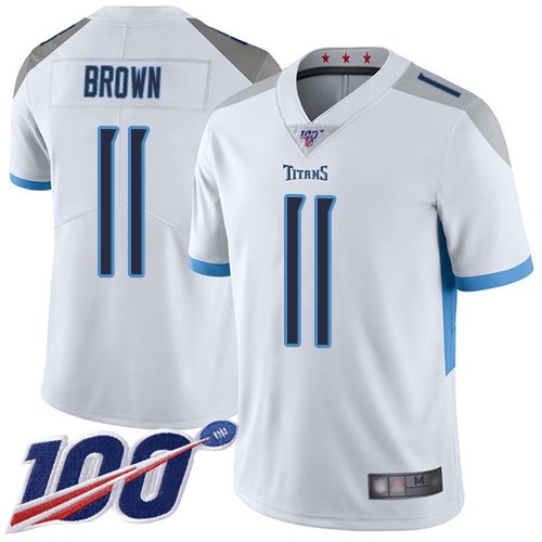Nike Titans #11 A.J. Brown White Stitched NFL 100th Season Vapor Limited Jersey - TNT246