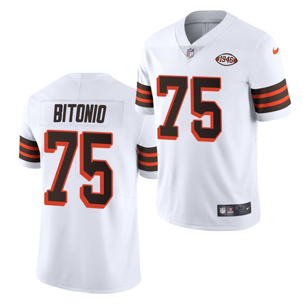 White Cleveland Browns #75 Joel Bitonio 1946 Collection Vapor Stitched Football Jersey - CLB62