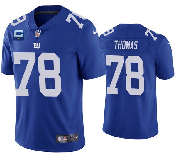 New York Giants #78 Andrew Thomas Blue With C Patch Vapor Untouchable Limited Stitched Jersey - NYG206