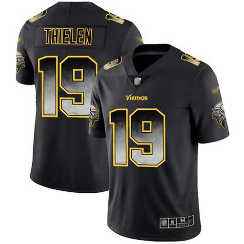 Nike Vikings #19 Adam Thielen Black Stitched NFL Vapor Untouchable Limited Smoke Fashion Jersey - MVJ01