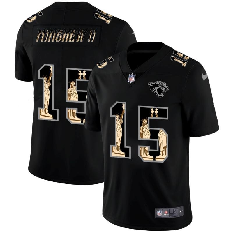 Jacksonville Jaguars #15 Gardner Minshew II Carbon Black Vapor Statue Of Liberty Limited NFL Jersey - JVG188