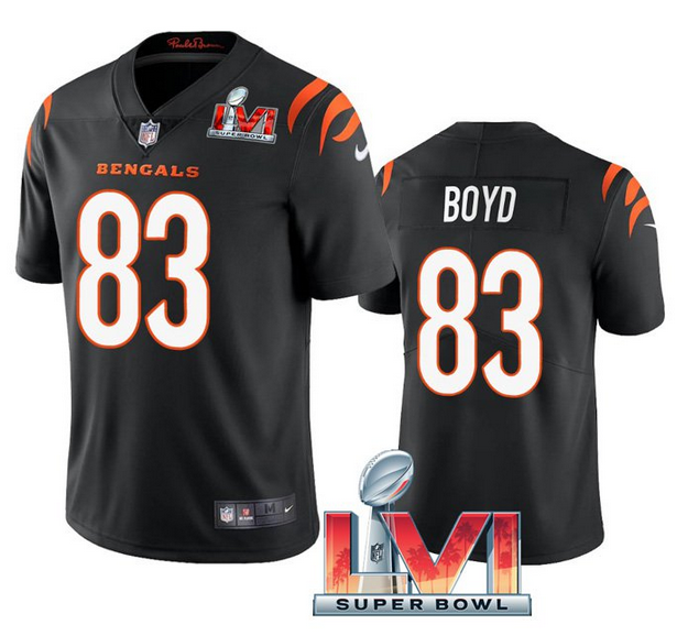 Black Cincinnati Bengals #83 Tyler Boyd 2022 Super Bowl LVI Vapor Limited Stitched Jersey - CCB234