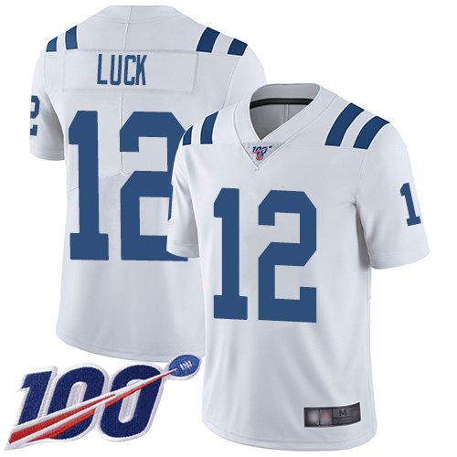 Nike Colts #12 Andrew Luck White Stitched NFL 100th Season Vapor Limited Jersey - IDC132