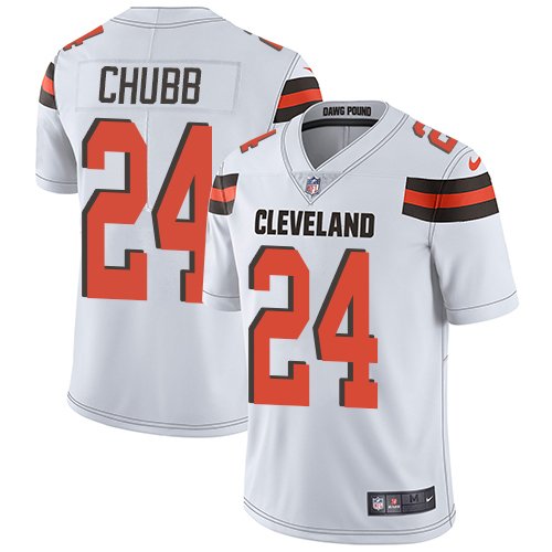 Nike Browns #24 Nick Chubb White Stitched NFL Vapor Untouchable Limited Jersey - CLB111