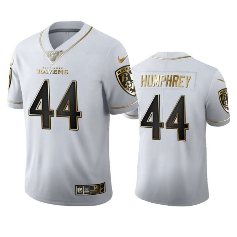 Baltimore Ravens #44 Marlon Humphrey Nike White Golden Edition Vapor Limited NFL 100 Jersey - BRJ95