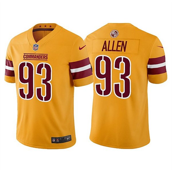 Gold Washington Commanders #93 Jonathan Allen Vapor Untouchable Stitched Football Jersey - WAC109