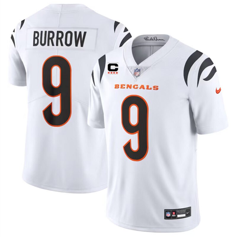White Cincinnati Bengals #9 Joe Burrow With 4-Star C Patch Vapor Untouchable Limited Stitched Jersey - CCB75