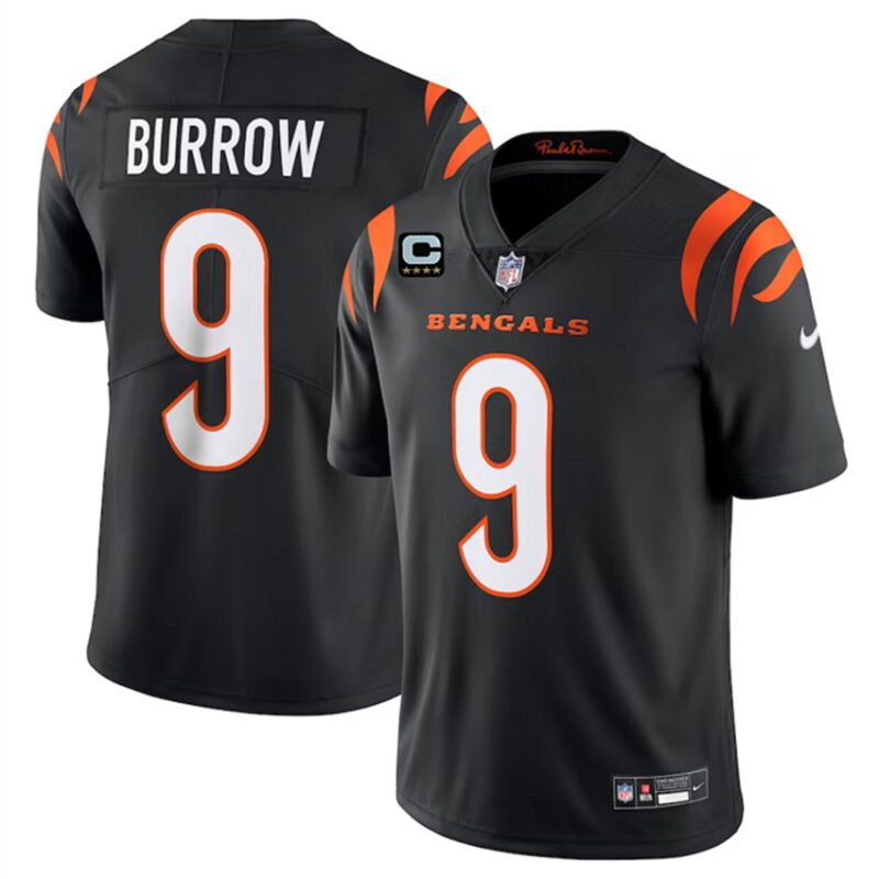 Black Cincinnati Bengals #9 Joe Burrow With 4-Star C Patch Vapor Untouchable Limited Stitched Jersey - CCB233