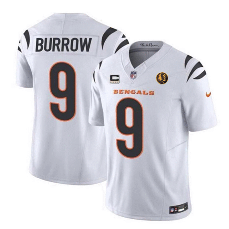White Cincinnati Bengals #9 Joe Burrow 2023 F.U.S.E. With 4-Star C Patch And John Madden Patch Vapor Limited Stitched Football Jersey - CCB278