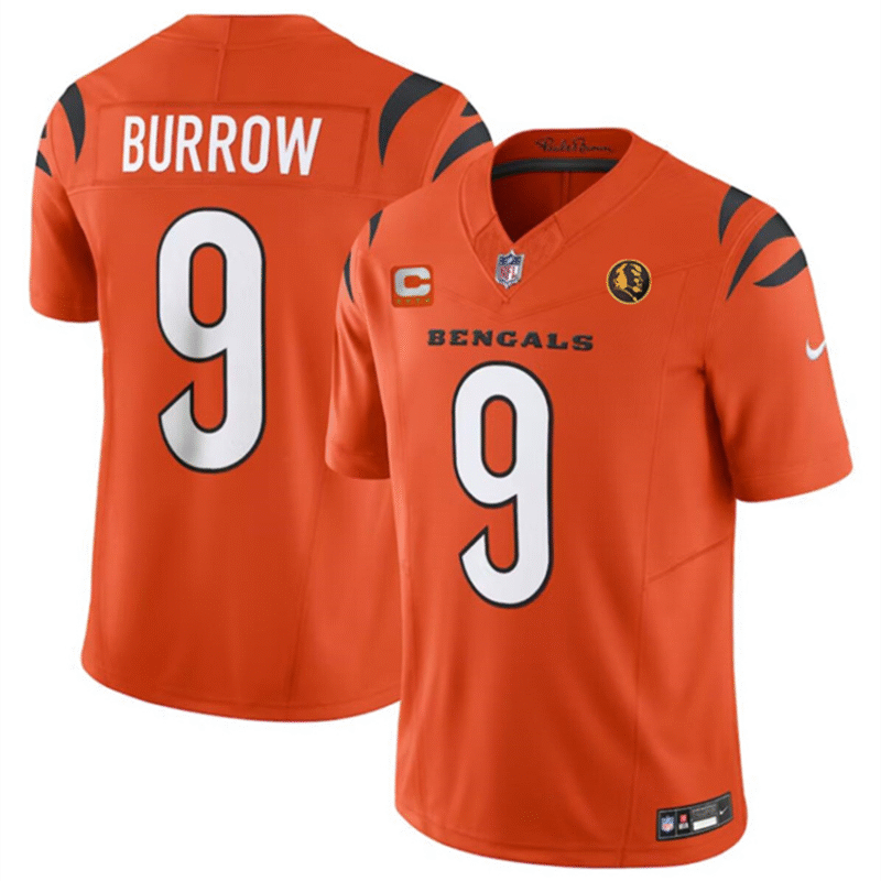 Orange Cincinnati Bengals #9 Joe Burrow 2023 F.U.S.E. With 4-Star C Patch And John Madden Patch Vapor Limited Stitched Football Jersey - CCB184