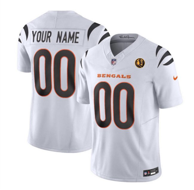 White Cincinnati Bengals Active Player Custom 2023 F.U.S.E. With John Madden Patch Vapor Limited Stitched Football Jersey - CCB56