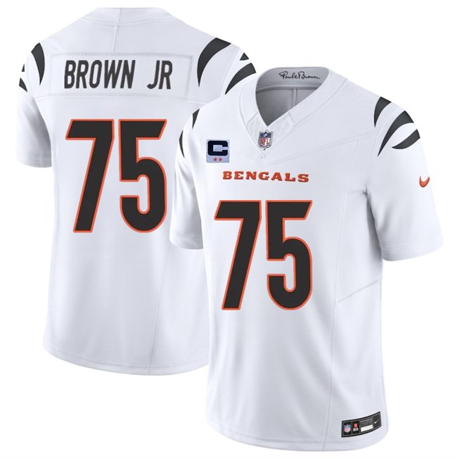 White Cincinnati Bengals #75 Orlando Brown Jr 2025 F.U.S.E. With 2-Star C Patch Vapor Untouchable Limited Stitched Football Jersey - CCB01