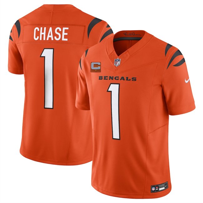 Orange Cincinnati Bengals #1 Ja'Marr Chase 2025 F.U.S.E. With 1-Star C Patch Vapor Untouchable Limited Stitched Football Jersey - CCB286