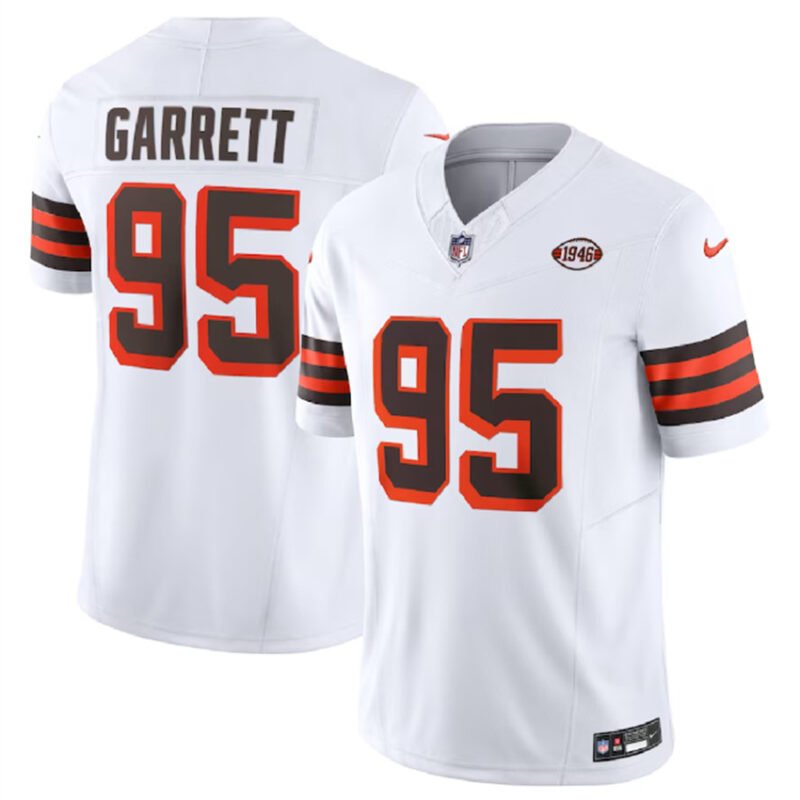White Cleveland Browns #95 Myles Garrett 2023 F.U.S.E. 1946 Collection Vapor Untouchable Limited Stitched Jersey - CLB60