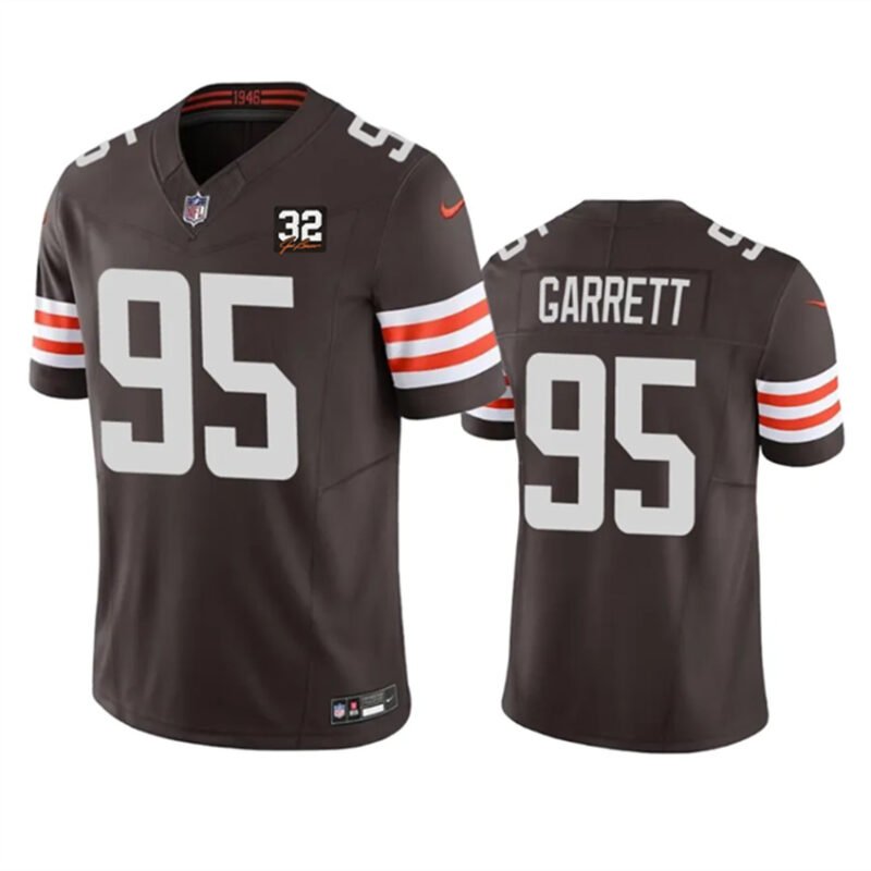 Brown Cleveland Browns #95 Myles Garrett 2023 F.U.S.E. With Jim Brown Memorial Patch Vapor Untouchable Limited Stitched Jersey - CLB172