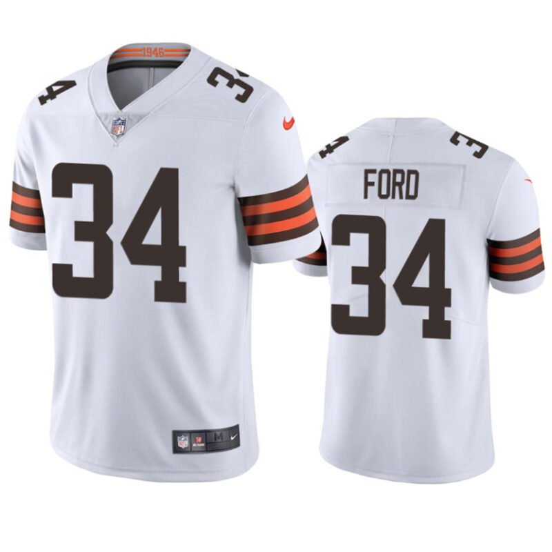 White Cleveland Browns #34 Jerome Ford Vapor Limited Stitched Jersey - CLB275