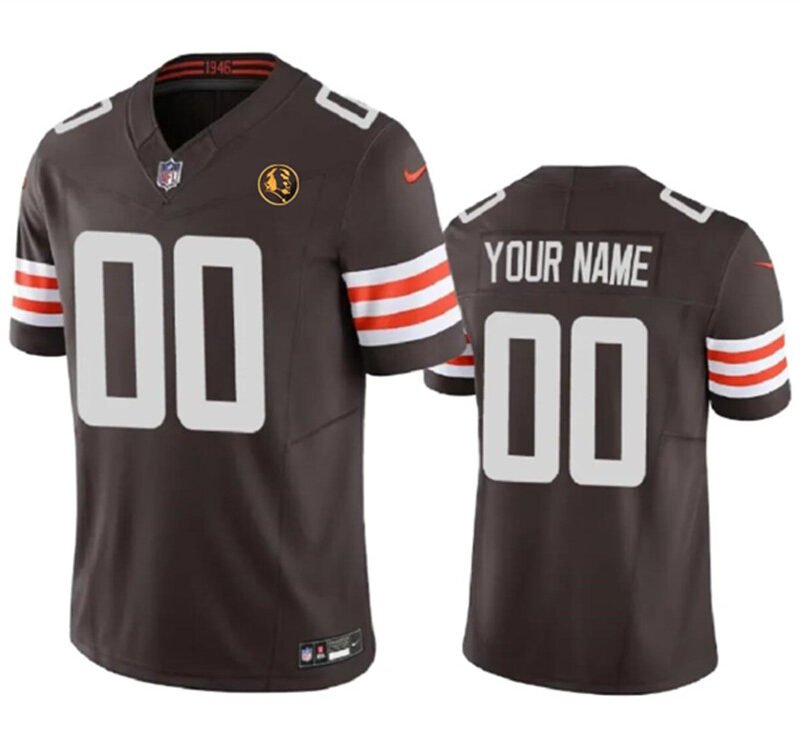 Brown Cleveland Browns Active Player Custom 2023 F.U.S.E. With John Madden Patch Vapor Limited Stitched Football Jersey - CLB55