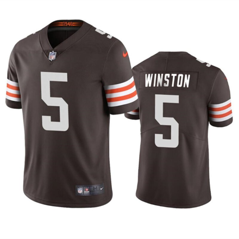 Brown Cleveland Browns #5 Jameis Winston Vapor Limited Stitched Football Jersey - CLB76