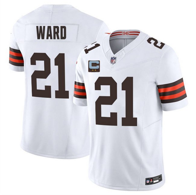 White Cleveland Browns #21 Denzel Ward 2025 F.U.S.E. With 2-Star C Patch Vapor Limited Stitched Football Jersey - CLB88