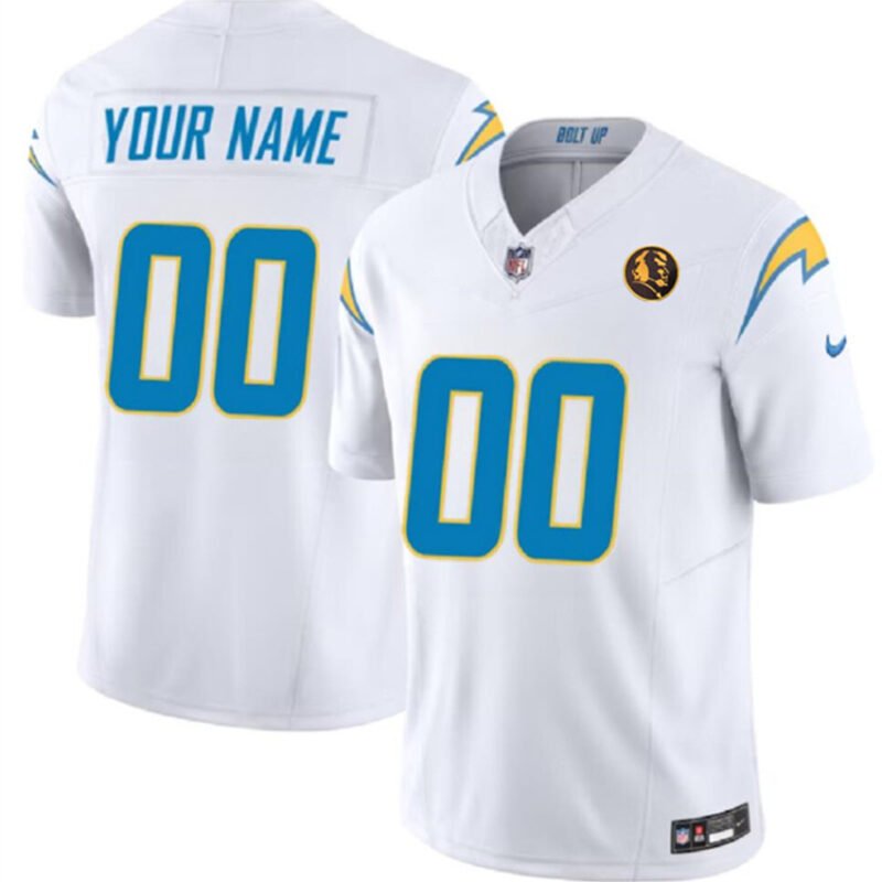 White Los Angeles Chargers Active Player Custom 2023 F.U.S.E. With John Madden Patch Vapor Limited Stitched Football Jersey - LCJ263