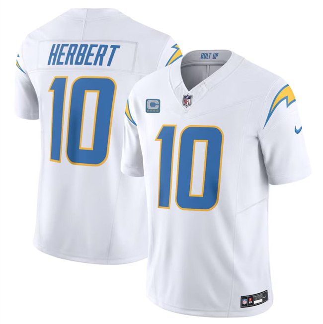 White Los Angeles Chargers #10 Justin Herbert 2024 F.U.S.E. With 4-Star C Patch Vapor Untouchable Limited Stitched Jersey - LCJ155