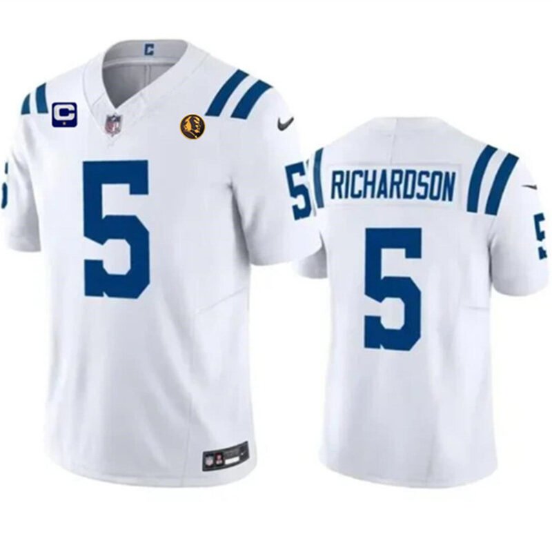 White Indianapolis Colts #5 Anthony Richardson 2023 F.U.S.E. 1-star C Patch And With John Madden Patch Vapor Limited Stitched Football Jersey - IDC26