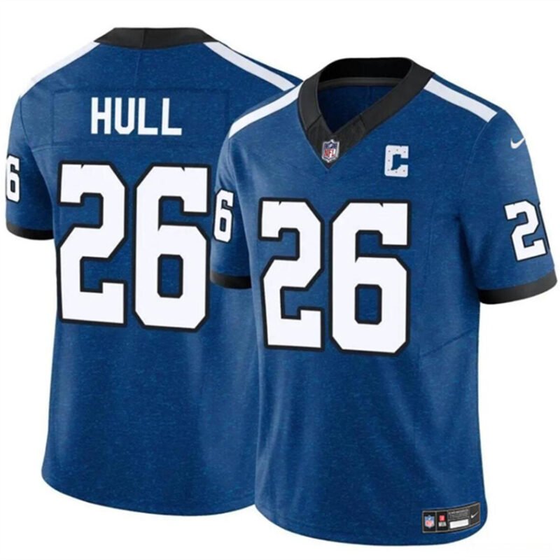 Blue Indianapolis Colts #26 Evan Hull 2024 F.U.S.E. Throwback Vapor Limited Stitched Football Jersey - IDC42