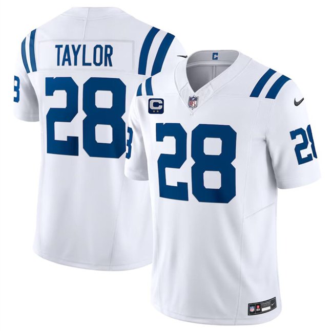 White Indianapolis Colts #28 Jonathan Taylor 2024 F.U.S.E. With 2-Star C Patch Vapor Limited Stitched Football Jersey - IDC226