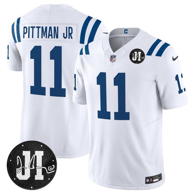 White Indianapolis Colts #11 Michael Pittman Jr. 2025 F.U.S.E. Jim Irsay Patch Vapor Limited Stitched Football Jersey - IDC54