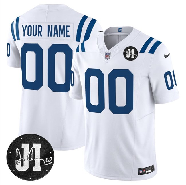 White Indianapolis Colts Active Player Custom 2025 F.U.S.E. Jim Irsay Patch Vapor Limited Stitched Football Jersey - IDC241