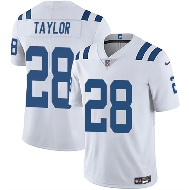 White Indianapolis Colts #28 Jonathan Taylor Vapor Limited Stitched Football Jersey - IDC100