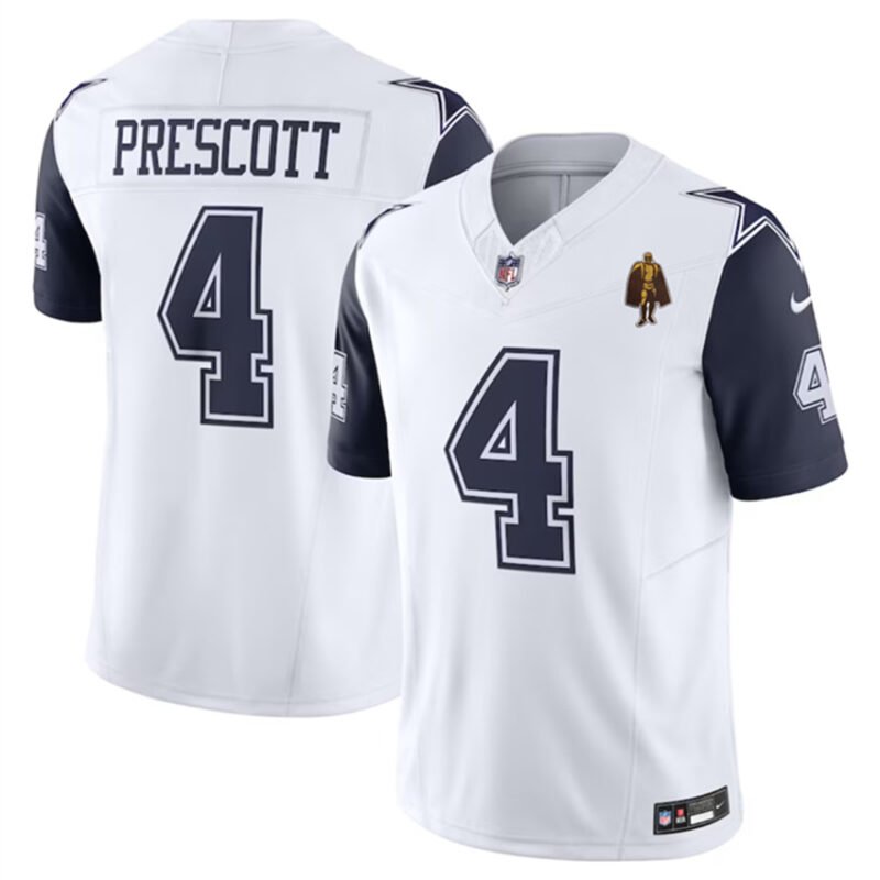 Navy Dallas Cowboys #4 Dak Prescott 2023 F.U.S.E. With Walter Payton Patch Alternate Vapor Limited Stitched Football Jersey - DLC305