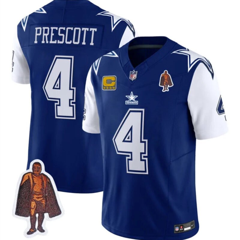 Navy Dallas Cowboys #4 Dak Prescott 2023 F.U.S.E. With Walter Payton Patch And 4-star C Patch Vapor Limited Stitched Football Jersey - DLC482