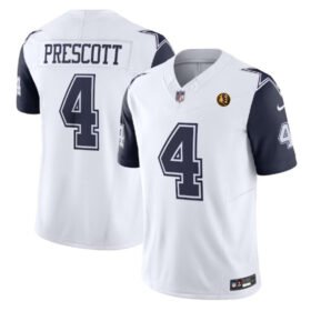 White Dallas Cowboys #4 Dak Prescott 2023 F.U.S.E. With John Madden Patch Vapor Limited Stitched Football Jersey - DLC126