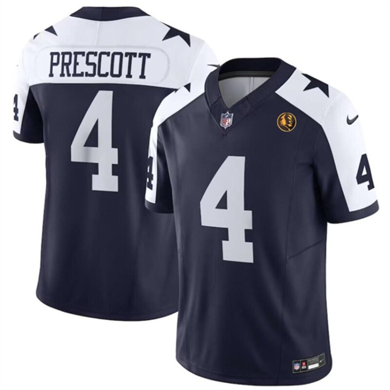 Navy Dallas Cowboys #4 Dak Prescott 2023 F.U.S.E. With John Madden Patch Vapor Limited Stitched Football Jersey - DLC304