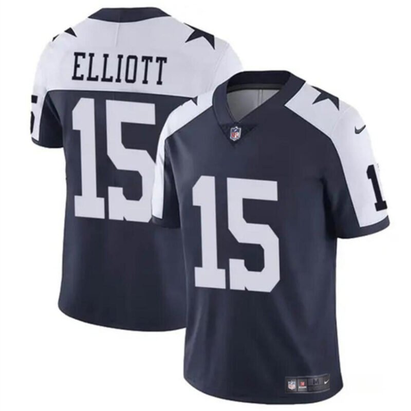Navy/White Dallas Cowboys #15 Ezekiel Elliott Vapor Untouchable Thanksgiving Limited Stitched Football Jersey - DLC188