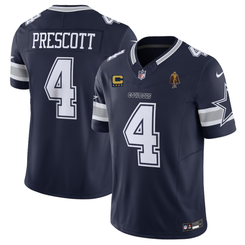 Navy Dallas Cowboys #4 Dak Prescott  2025 F.U.S.E. With 4-star C Patch And Walter Payton Patch Vapor Limited Stitched Football Jersey - DLC261