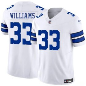 White Dallas Cowboys #33 Javonte Williams 2025 F.U.S.E Vapor Untouchable Limited Stitched Football Jersey - DLC377