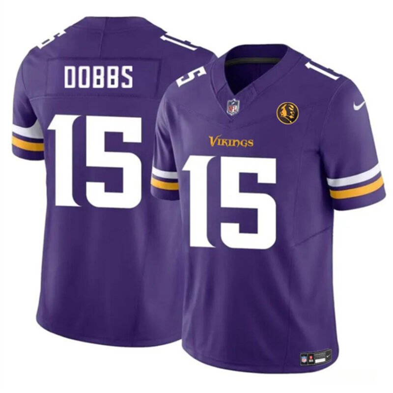 Purple Minnesota Vikings #15 Josh Dobbs 2023 F.U.S.E. With John Madden Patch Vapor Limited Stitched Football Jersey - MVJ54